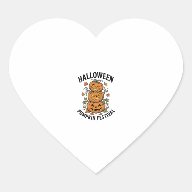 Sticker Cœur Festival de citrouilles d'Halloween Jack O Lantern (Devant)