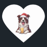 Sticker Cœur Festive Furry Grin Border Collie's Christmas Delig<br><div class="desc">Festive Furry Grin Border Collie's Christmas Delight Classic T-Shirt</div>