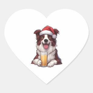 Sticker Cœur Festive Furry Grin Border Collie's Christmas Delig