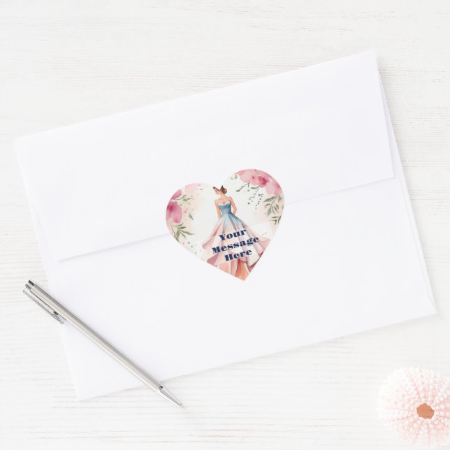 Sticker Cœur Fête de la Quinceanera aquarelle (Enveloppe)