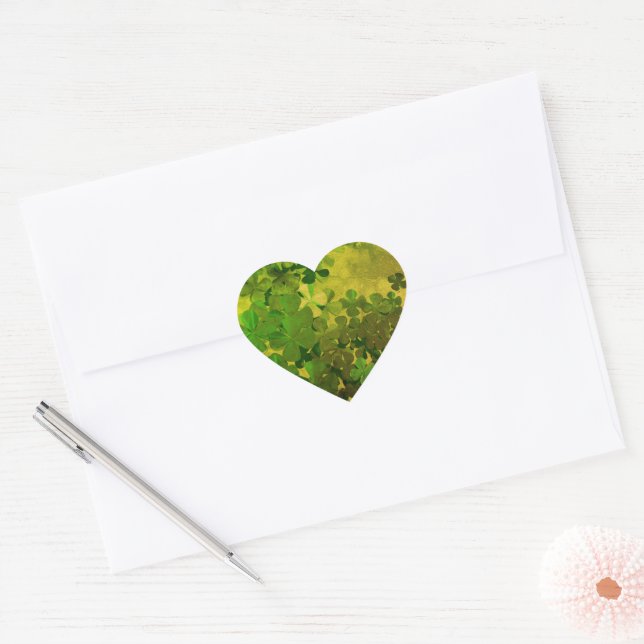 Sticker Cœur Fête de la Saint-Patrick Trèfle (Enveloppe)