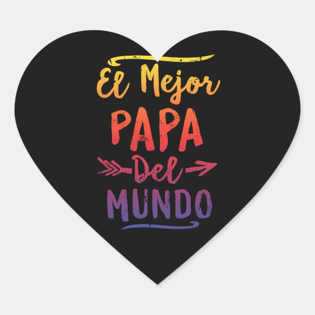 Sticker Cœur Fête des pères d'EL Mejor Papa Del Mundo Dad (Devant)