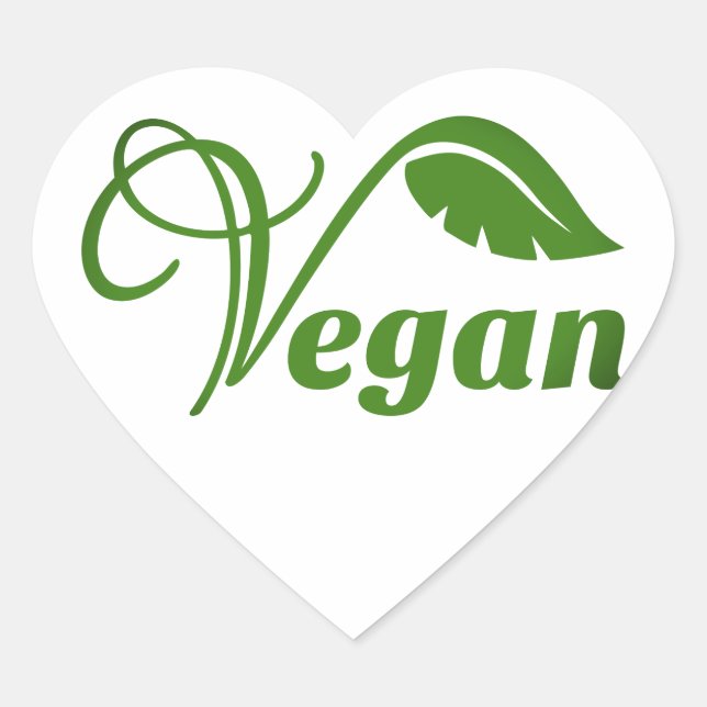 Sticker Cœur Feuille de logo Vegan (Devant)