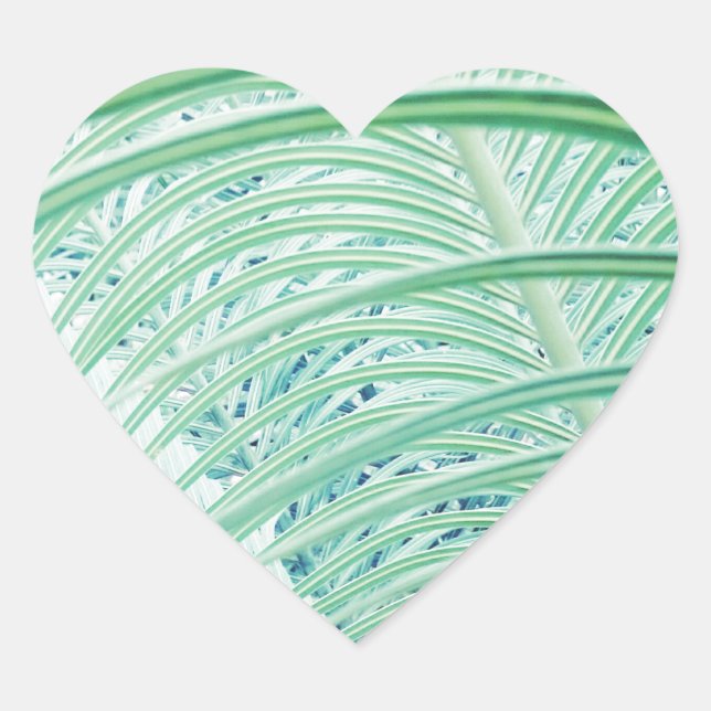 Sticker Cœur Feuille de palmier de plante verte douce (Devant)