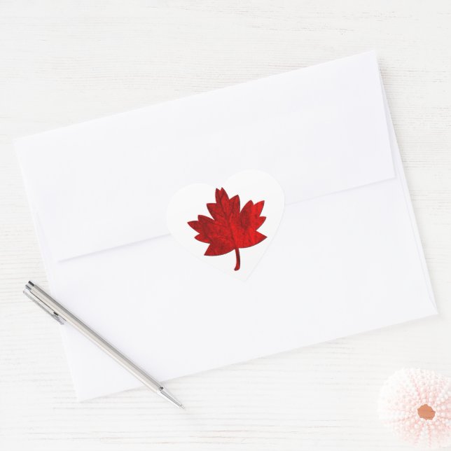Sticker Cœur Feuille d'érable du Canada par Shirley Taylor (Enveloppe)