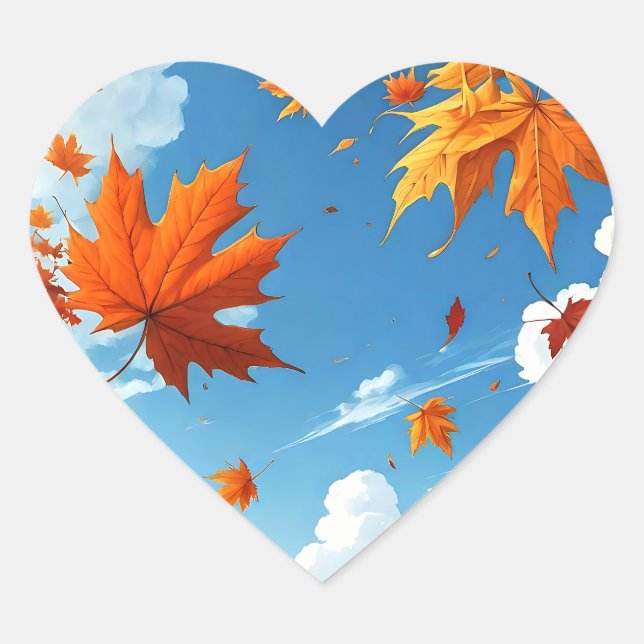 Sticker Cœur feuilles d'automne  (Devant)