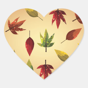 Sticker Cœur Feuilles d'automne picturales