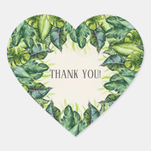 Sticker Cœur Feuilles de la jungle tropicale, cadeau botanique 