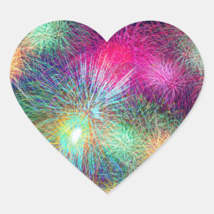 Sticker Cœur Feux d'artifice colorés