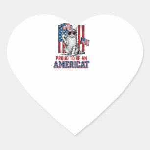 Sticker Cœur Fier d'être un T-shirt de chat patriotique américa
