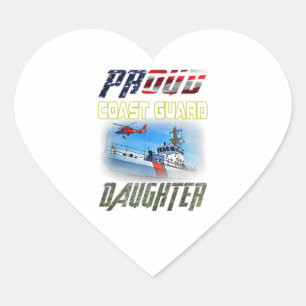 Sticker Cœur Fier drapeau de fille de la Garde côtière américai
