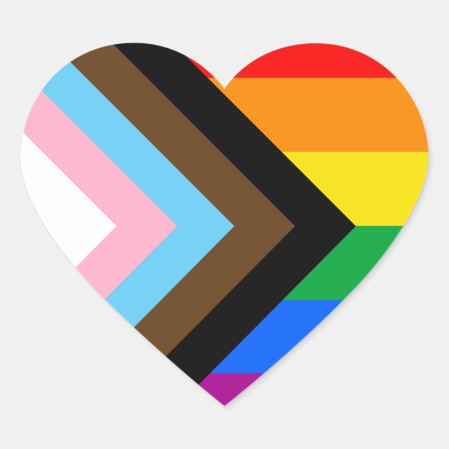 Sticker Cœur Fierté de progrès LGBTQ+ (Devant)