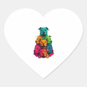 Sticker Cœur Fierté LGBT colorée Staffordshire Bull Terrier Chi