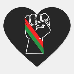 Sticker Cœur fierté noire drapeau rouge vert poing panafricain