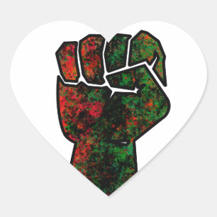 Sticker Cœur fierté noire drapeau rouge vert poing panafricain