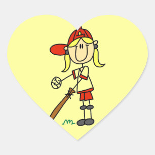 Sticker Cœur Fille à la batte Cadeaux de baseball en figurine b