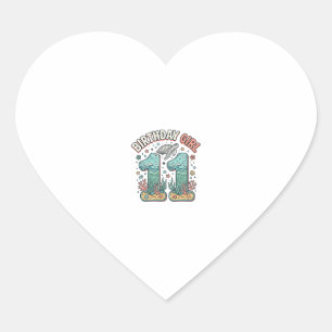 Sticker Cœur Fille d'anniversaire 11 Tortue de mer Conception d