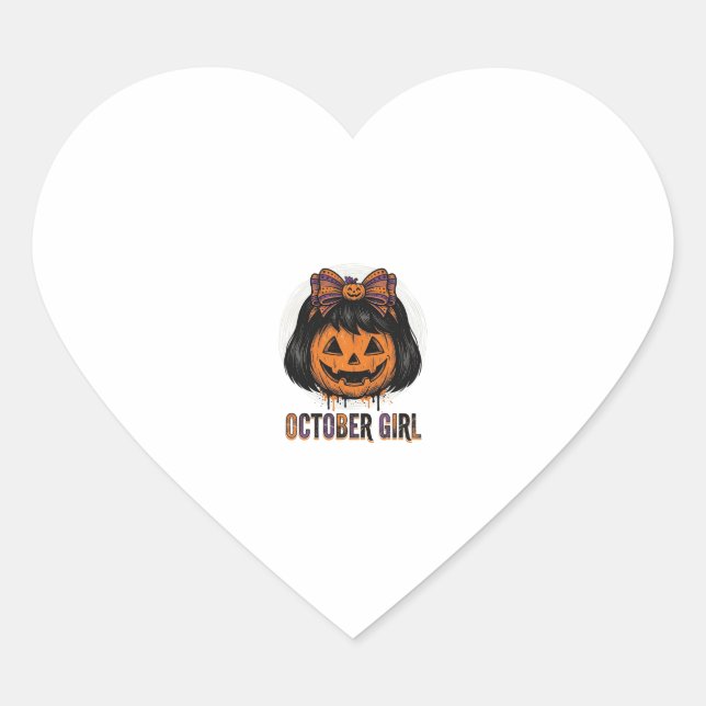 Sticker Cœur Fille d'octobre Citrouille Arc Halloween Vector De (Devant)