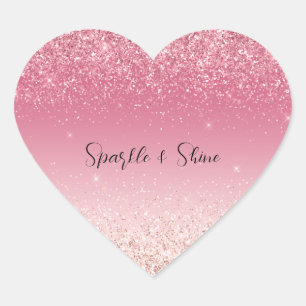 Sticker Cœur Fille Parties scintillant rose Ombre Sparkle