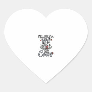 Sticker Cœur Fille qui aime les vaches Design de chemise de vac