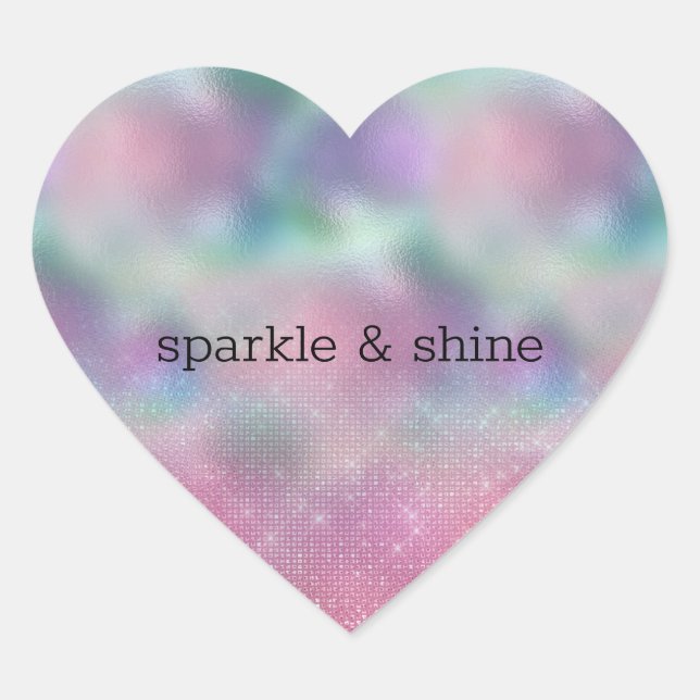Sticker Cœur Fille rose Aqua Arc-en-ciel Sirène étincelante (Devant)