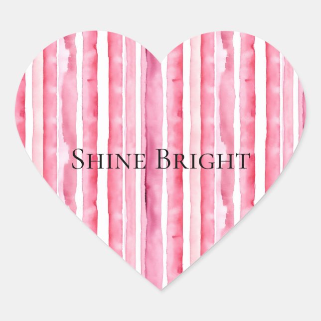 Sticker Cœur Fille rose rayures blanches (Devant)