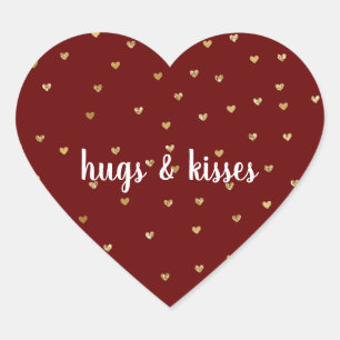 Sticker Cœur Fille Rouge or Parties scintillant Coeurs de glam