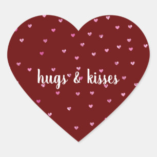 Sticker Cœur Fille Rouge rose Parties scintillant Coeurs de gla