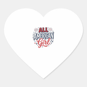 Sticker Cœur Fille tout à fait américaine dessin vectoriel vint