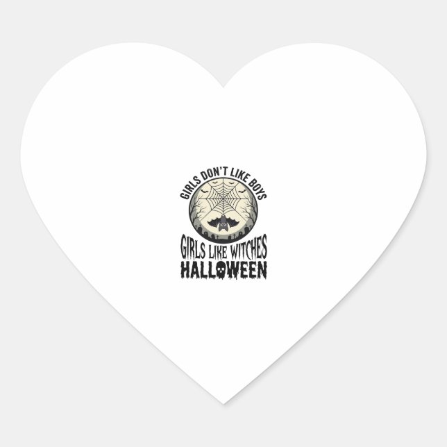 Sticker Cœur Filles comme sorcières Halloween Design Vector Vin (Devant)