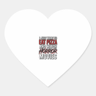 Sticker Cœur Films d'horreur de pizza Typographie vintage Hallo