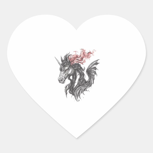 Sticker Cœur Fire Dragon Unicorn Hybrid (1) (Devant)