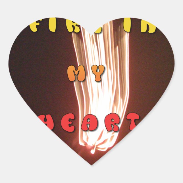 Sticker Cœur Fire in My Heart Art Print (Devant)