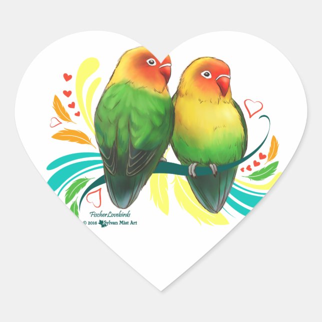 Sticker Cœur Fischer Lovebirds (Devant)