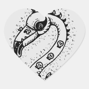 STICKER CŒUR FLAMANT ROSE DE ROCKER GOTH PUNK, HAULEURS, CHEVEU