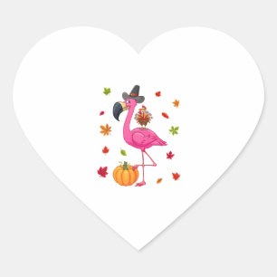 Sticker Cœur Flamant rose drôle Turquie Thanksgiving Citrouille