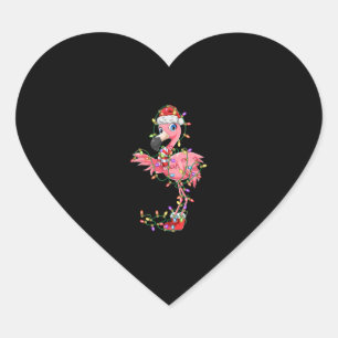 Sticker Cœur Flamant rose Noël Cadeau Noël Lumières Père Noël C