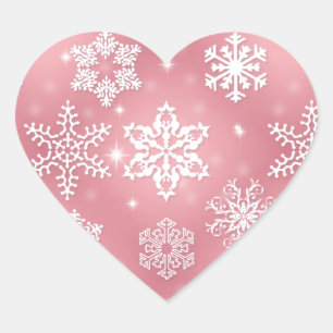 Sticker Cœur Flambeille à neige rose