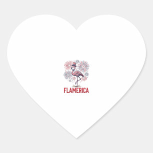 Sticker Cœur Flamérica Flamant Patriotique Vintage Conception d