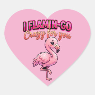 Sticker Cœur Flamingo de la Saint-Valentin mignon – Je deviens
