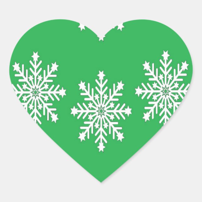 Sticker Cœur Flammes de neige de Noël en vert (Devant)