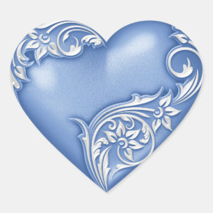 Sticker Cœur Flèche du coeur bleu avec blanc