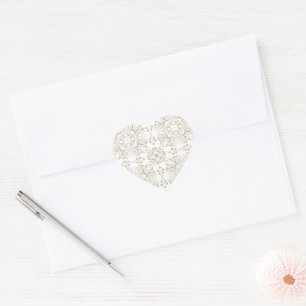 Sticker Cœur Fleur beige antique