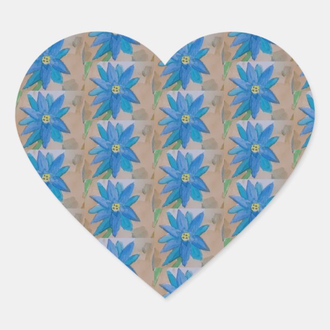 Sticker Cœur Fleur bleue (Devant)