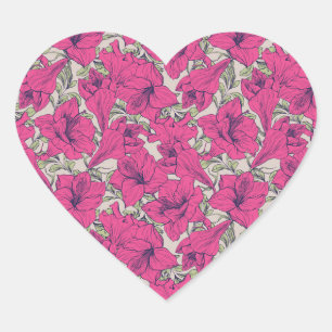 Sticker Cœur Fleur d'Amaryllis