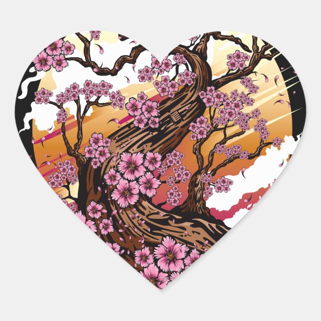 Sticker Cœur Fleur de cerisier sauvage (Devant)