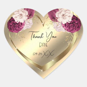 Sticker Cœur Fleur de faveur de remerciement Cœur de mariage Go