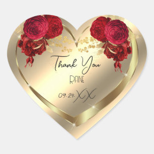 Sticker Cœur Fleur de faveur de remerciement Cœur de mariage Go