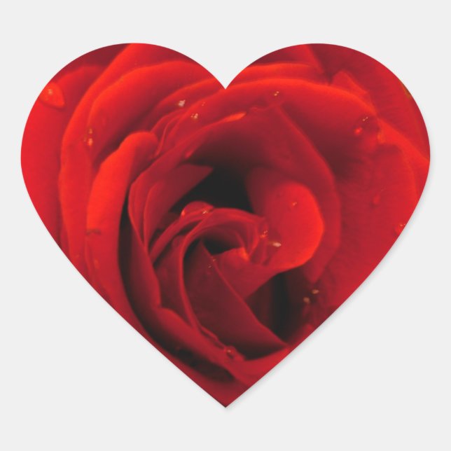 Sticker Cœur Fleur de rose rouge (Devant)