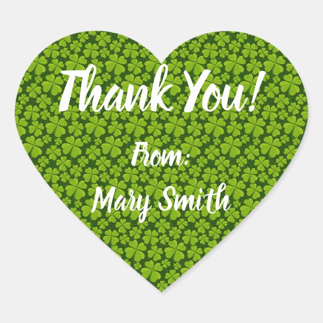 Sticker Cœur Fleur de Trèfle à Quatre Feuilles Elégante (Devant)